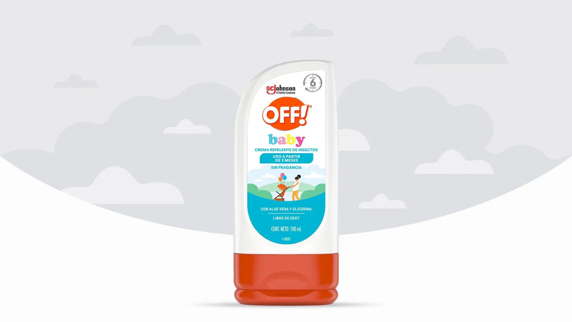 Frente de un envase de OFF!® Baby Crema